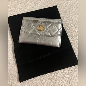 Chanel Silver Card Holder with Original Dust bag